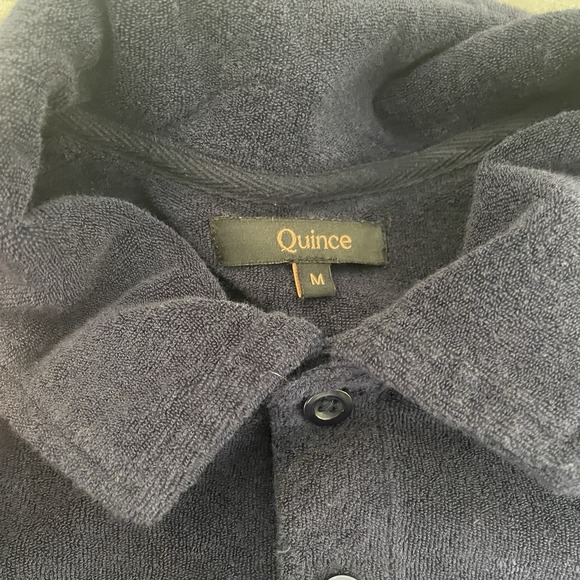 Quince Organic Cotton Terry Polo Shirt Deep Navy Short Sleeve | Mens Medium - Picture 3 of 5